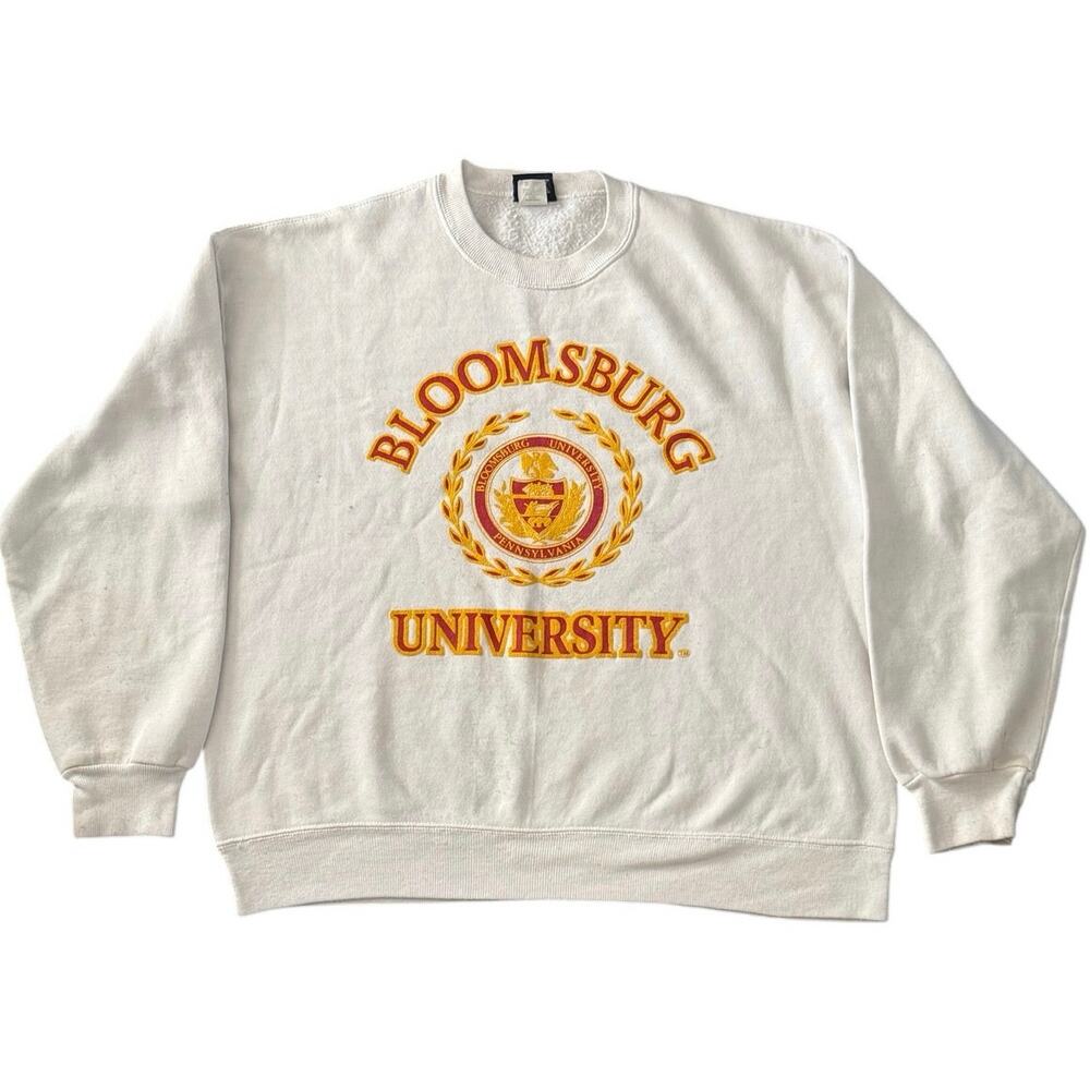 Vintage 90s Bloomsburg University Jansport White College Crewneck Adult XL